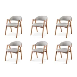 Kit 6 Cadeiras para Mesa de Jantar Gaia Yescasa Cinza Linho Cinza