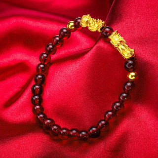 Senhoras moda jóias pixiu transferência grânulo pulseira borgonha feminino 6mm pixiu pulseira