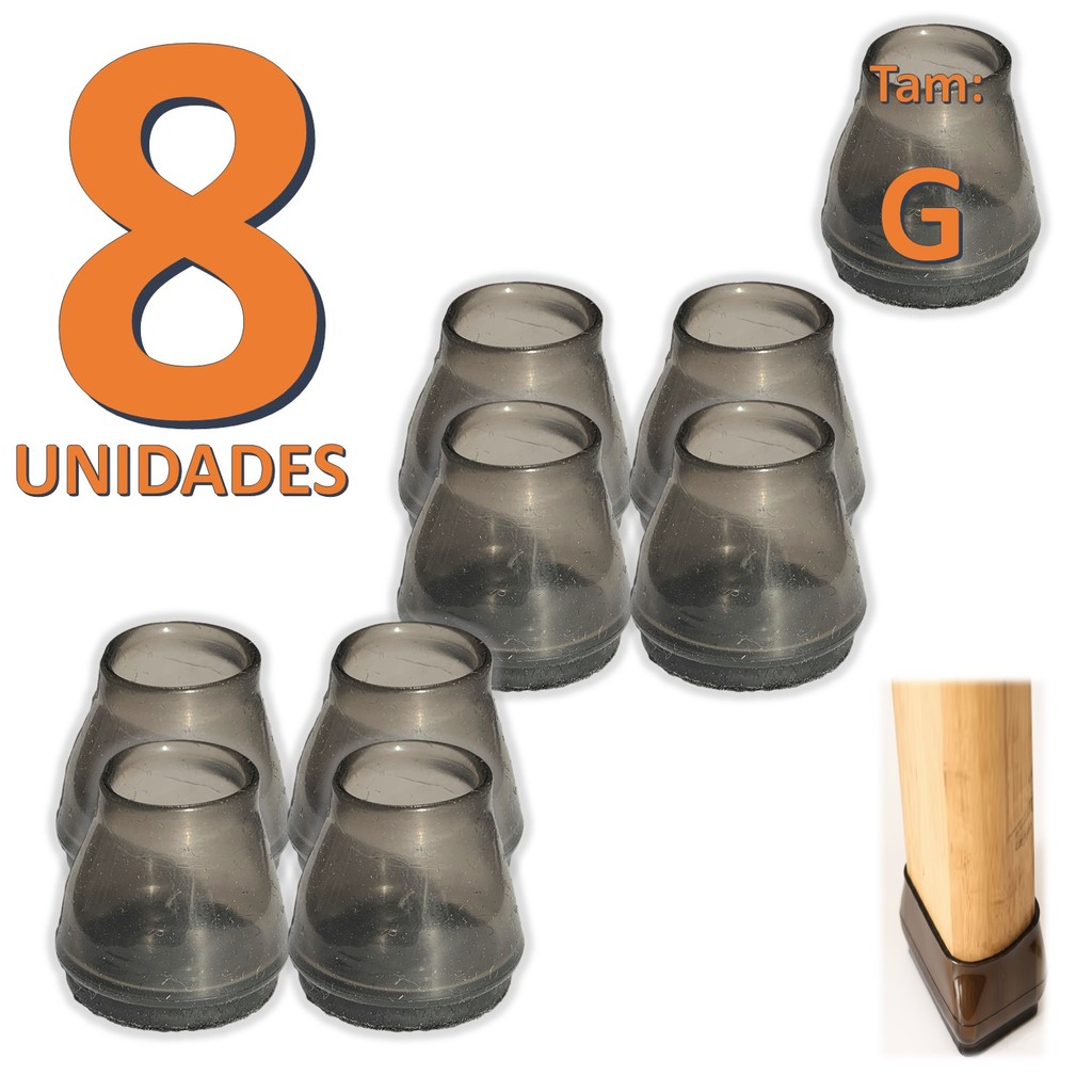 Kit 08 Peças Protetor De Silicone Para Pé Da Mesa E Cadeira PRETO CÔNICO Tam: G em Oferta na Shopee