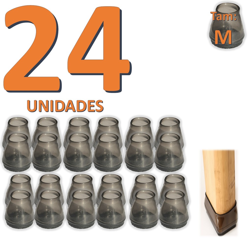 Kit 24 Peças Protetor De Silicone Para Pé Da Mesa E Cadeira PRETO CÔNICO Tam: M em Oferta na Shopee