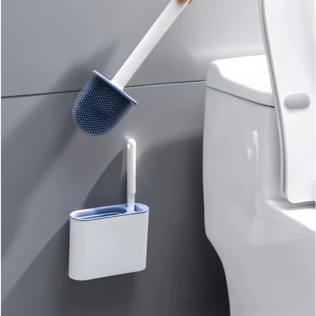 2 em 1 Escova de Silicone para Vaso Sanitário - Base de Banheiro Privada, Alta Eficiência