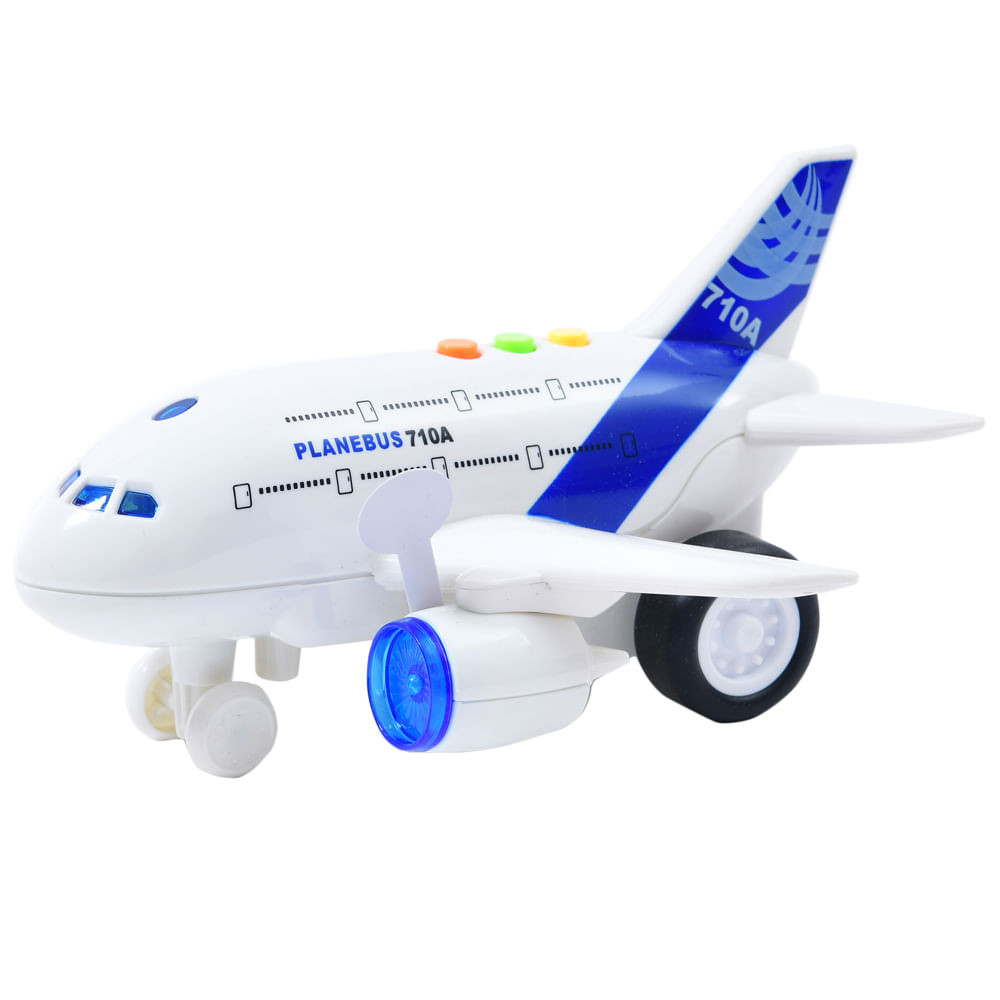 Avião de Fricção com Luz e Som - Planebus 710A - ST Import em Oferta na Shopee