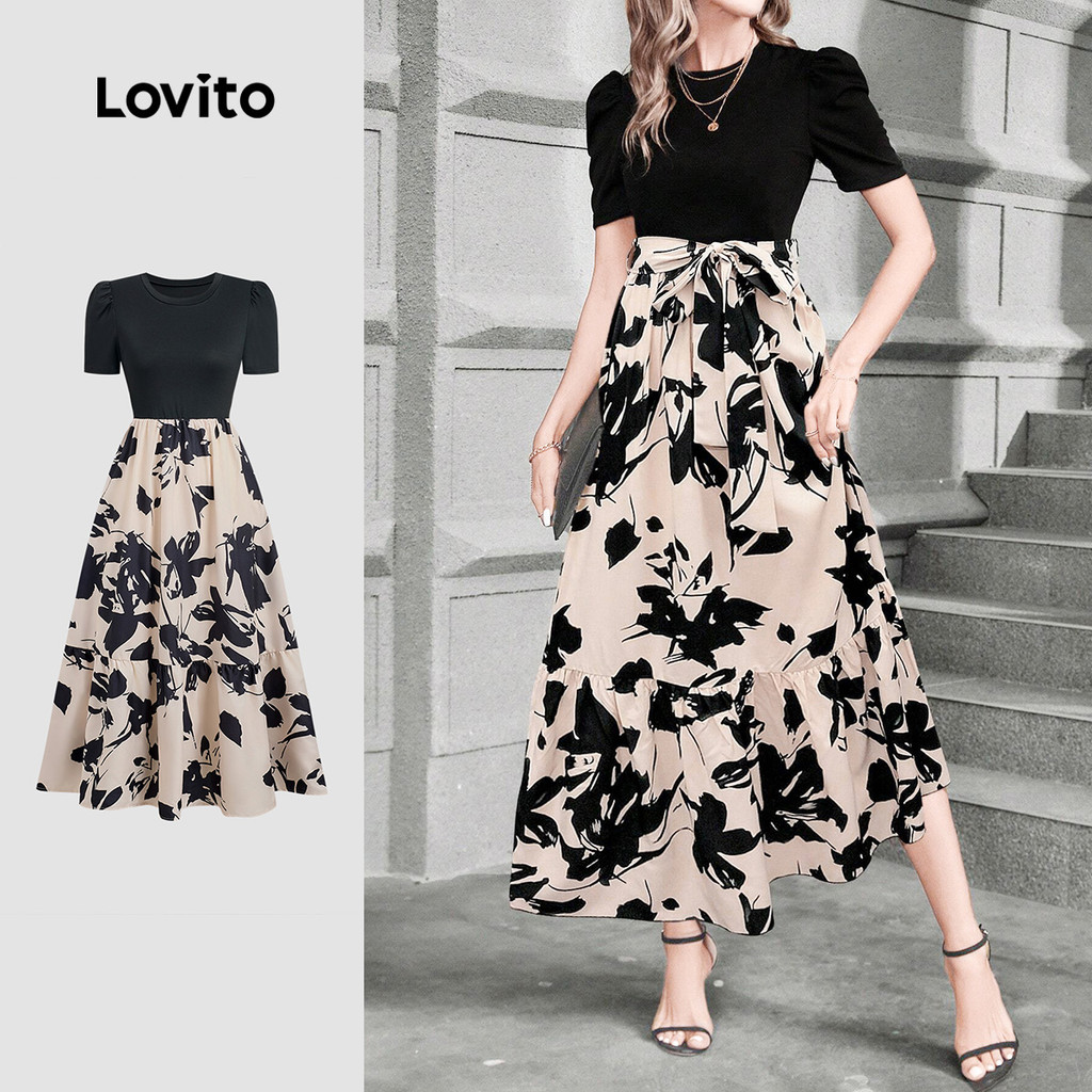 (NEW) Lovito Vestido Casual Falso 2 em 1 Primavera/verão para Mulheres L155AD089 em Oferta na Shopee