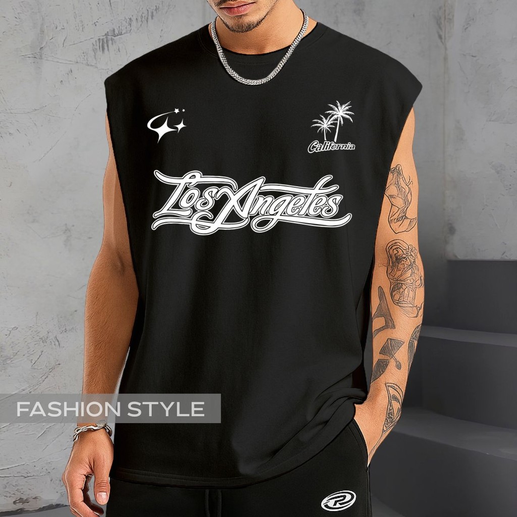 Regata Oversized Los Angeles California Cidade LA Letras Regata Machão Blusa Cavada