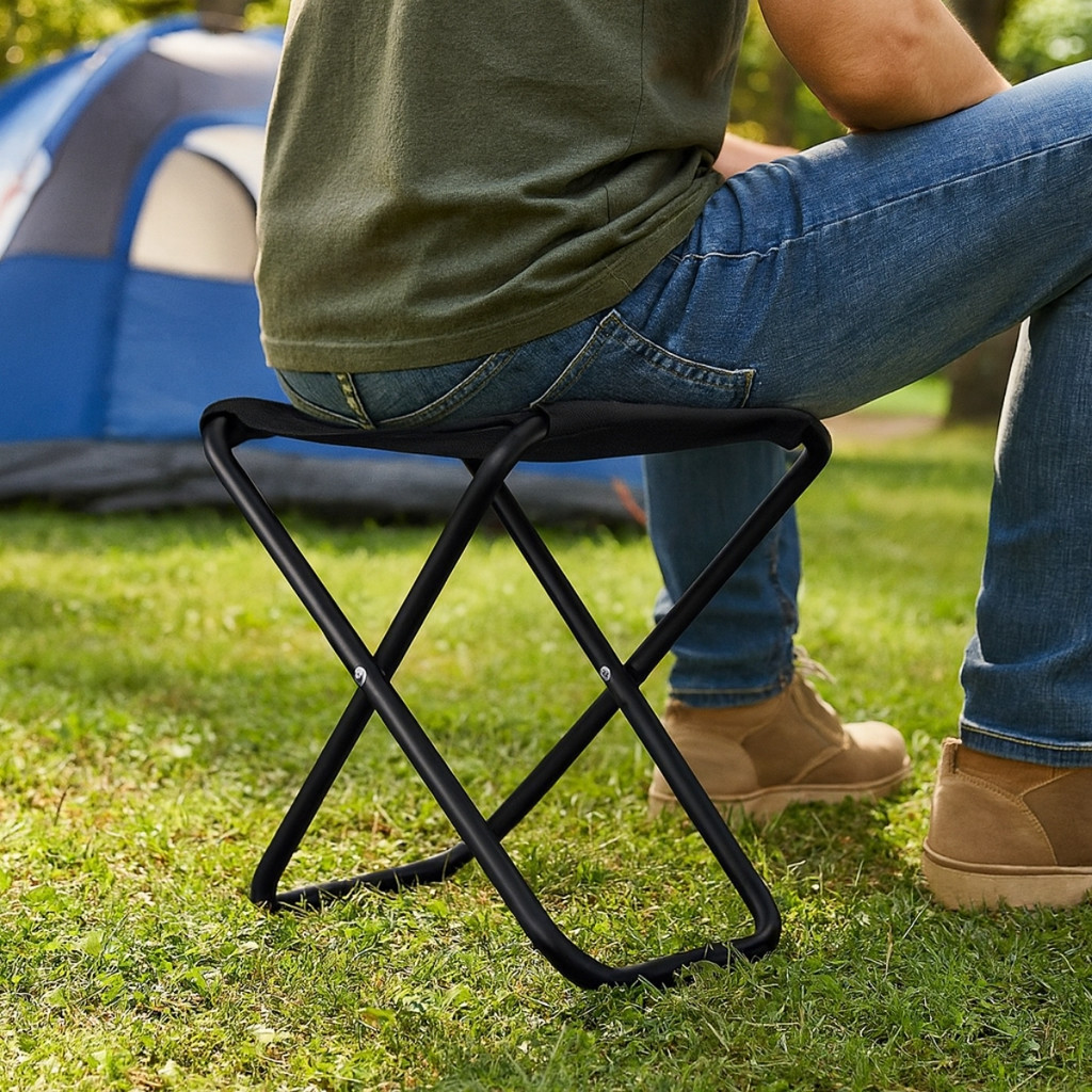 Kit 2 Banqueta Dobrável De Aço Portátil Resistente Para Camping Praia e Pesca em Oferta na Shopee