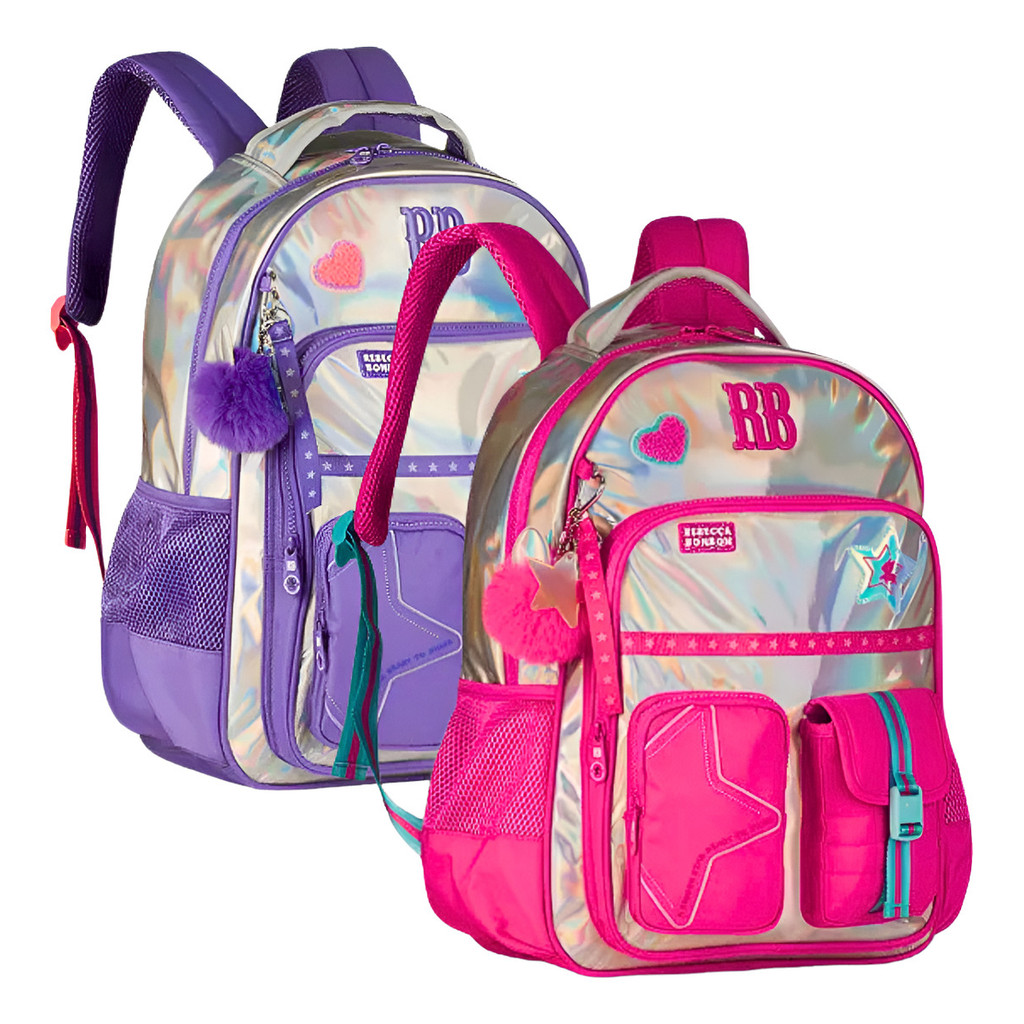 Kit Mochila Costas Escolar Rebecca Bonbon Holográfica Shine Com Estojo Coleção 2026 Original