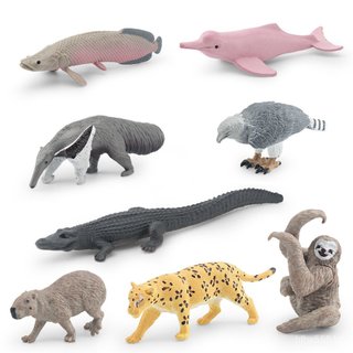Figurina de Capivara Sul-Americana Golfinho Tamanduá Crocodilo Caiman Árvore Preguiça Modelo Animal Puma Nova Simulação 