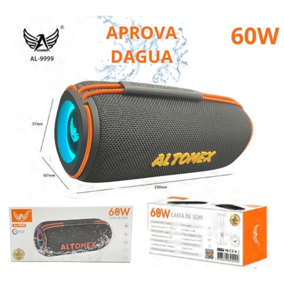 Altomex AL-9999 – Caixa de Som Bluetooth 60W para Exterior Prova d'Água