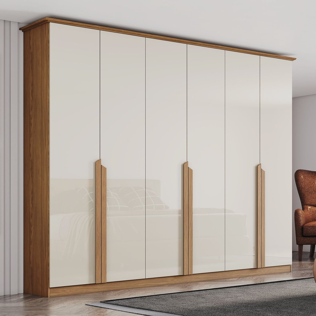 Guarda Roupas Casal 6 Portas 6 Gavetas Andréas Off White em Oferta na Shopee