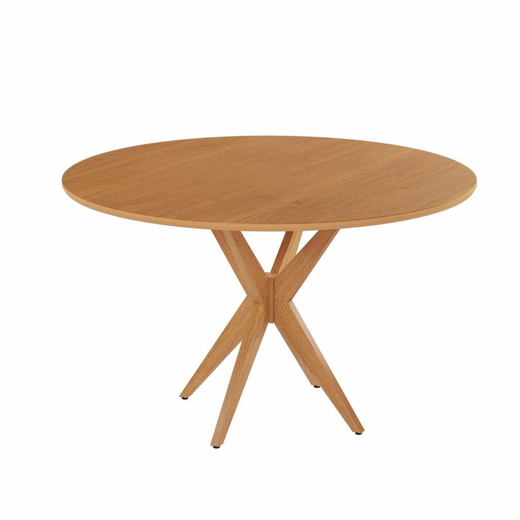 Mesa Simpatia Candian 108cm Redonda sem Vidro Tampo Amadeirado Cinamomo em Oferta na Shopee