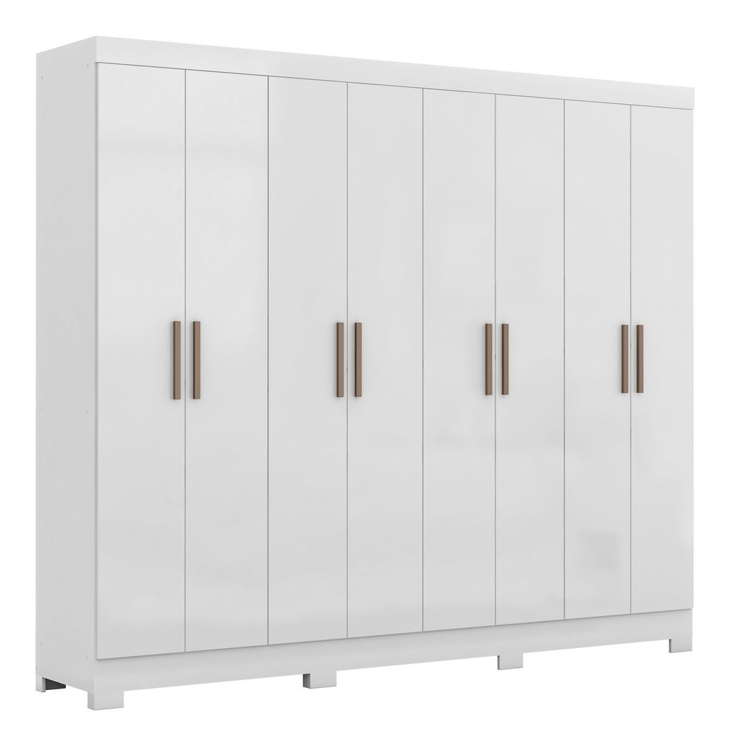 Detalhes do Guarda Roupa Casal 8 Portas 4 Gavetas com Pés Paris Espresso Móveis Branco