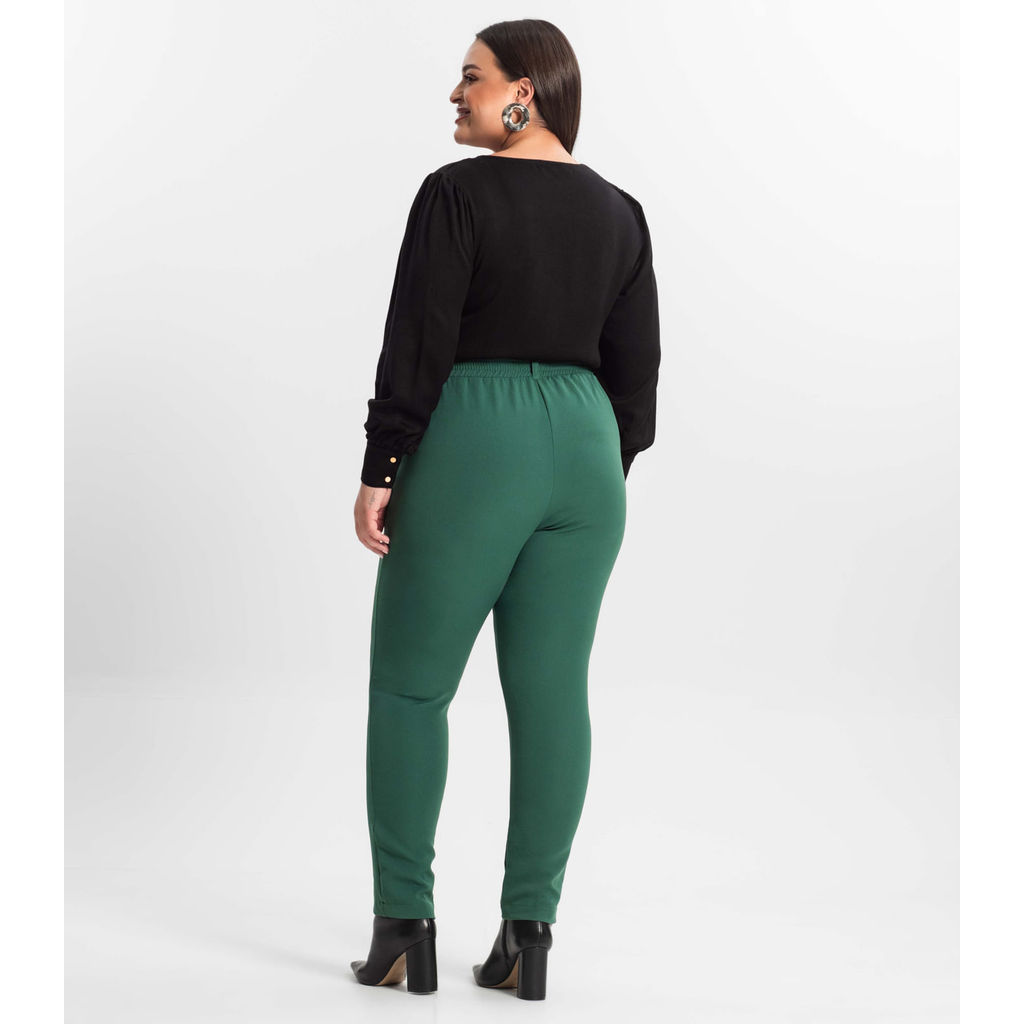 Detalhes do Calça Alfaiataria Plus Size Secret Glam Verde