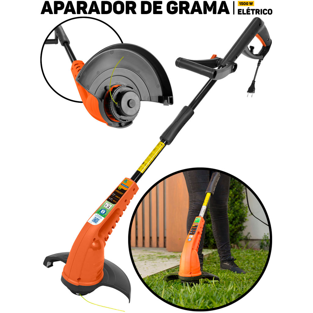 Aparador De Grama Bipartido Roçadeira Elétrica 1500w Tramontina APB1500T P/ Jardim Mato C/ Nfe em Oferta na Shopee