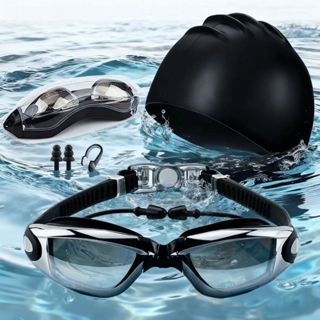 Kit Natação Tamanho Universal – Óculos de Piscina, Touca, Narizeira e Tampões para Adulto e Infantil em Oferta na Shopee