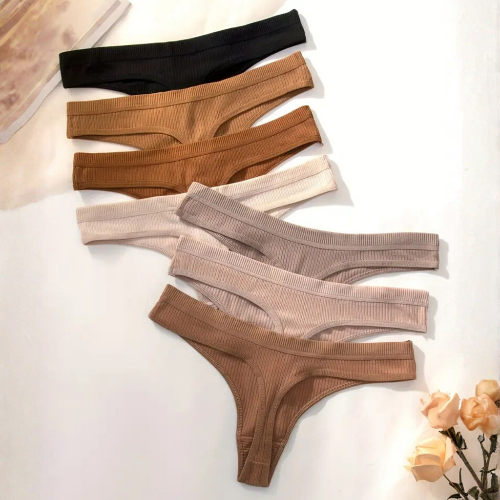 Kit 5 Calcinha Feminina Fio Dental Canelada em Oferta na Shopee