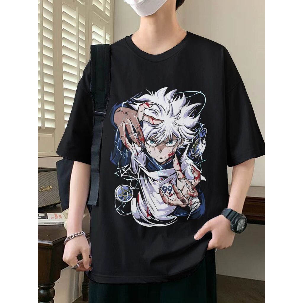 Camiseta Masculina Killua Hunter Anime Personagem Dinâmico Oversized Estampada Confortável Estilosa Moderna