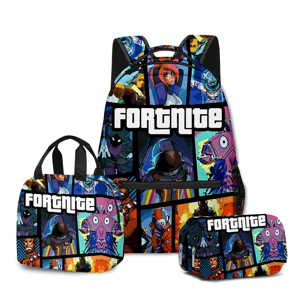 Fortnite kit mochila escolar infantil 5 a 10 anos meninos meninas estudante Portátil Lancheira térmica Bolsa para lápis em Oferta na Shopee