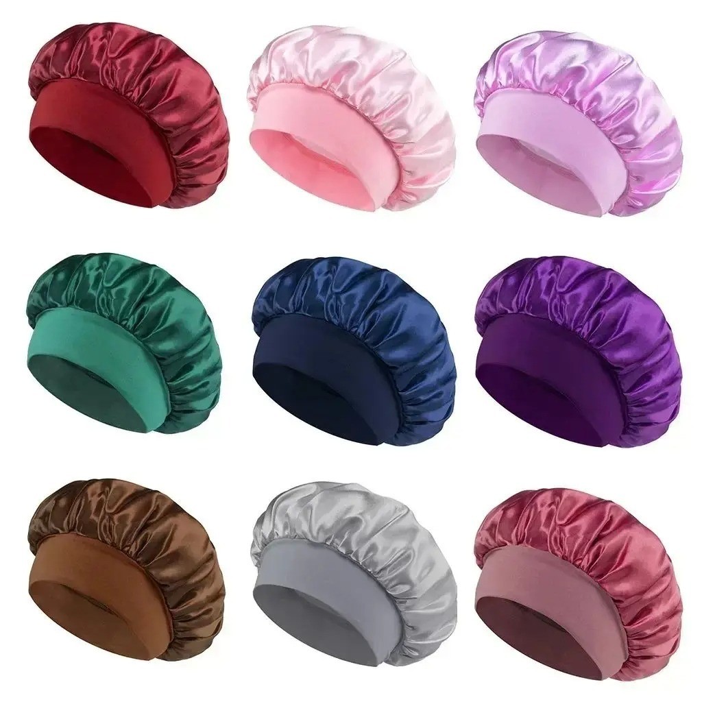 Touca/Gorro de Dormir de Cetim com Aba Faixa Larga Gigante Cabelo Anti Frizz Toca Head em Oferta na Shopee