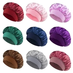 Touca/Gorro de Dormir de Cetim com Aba Faixa Larga Gigante Cabelo Anti Frizz Toca Head