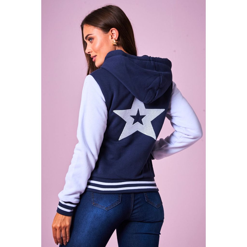 Moletom Dupla Face Original Brand em Paetê Planet Girls Azul Escuro