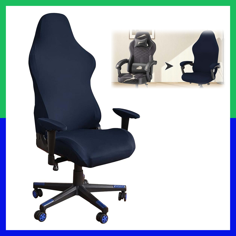 Kit Capa para Cadeira Gamer Azul-marinho 4 Pçs – Impermeável, Protetor de Assento, com Apoio de Braço