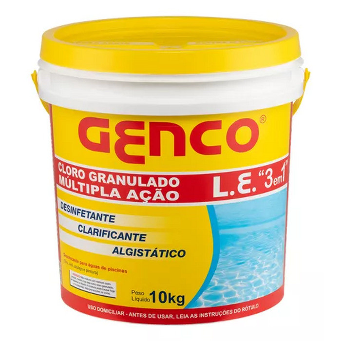 Kit Cloro Genco 10Kg + Limpa Bordas 1 L + GENFLOC 1 L em Oferta na Shopee