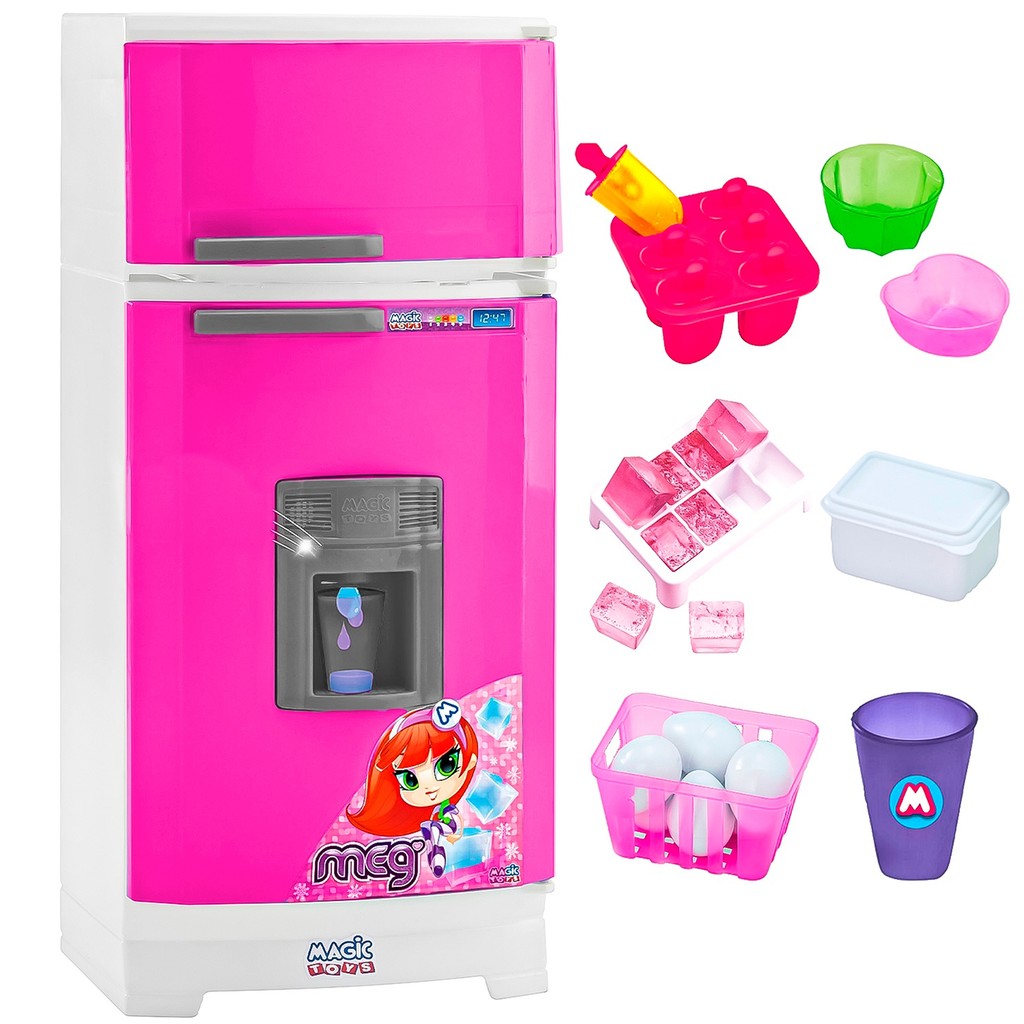 Geladeira De Brinquedo Magic Super Lilás Emite Sons E Luzes Dispenser De Água - Magic Toys