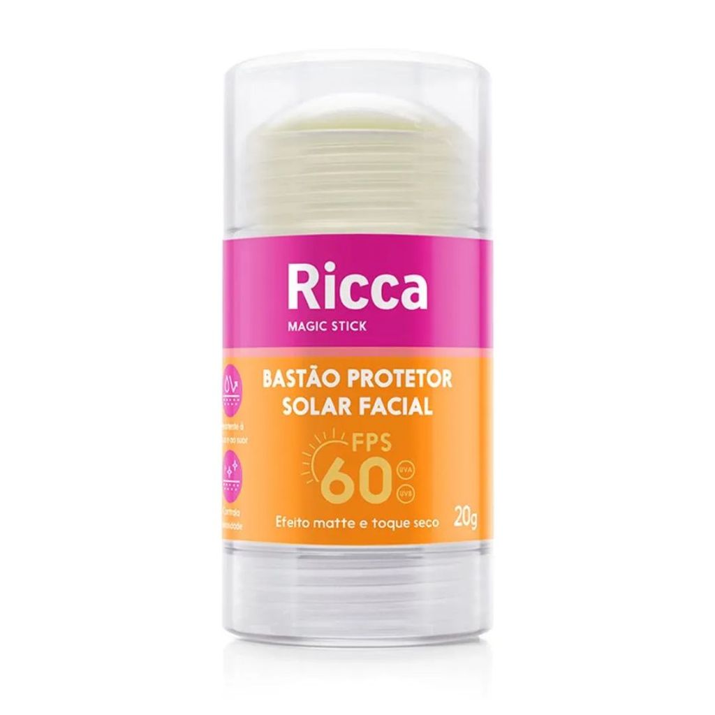 Bastão Protetor Solar FPS60 Ricca Proteção Solar para Rosto e Corpo com Toque Seco e Alta Proteção