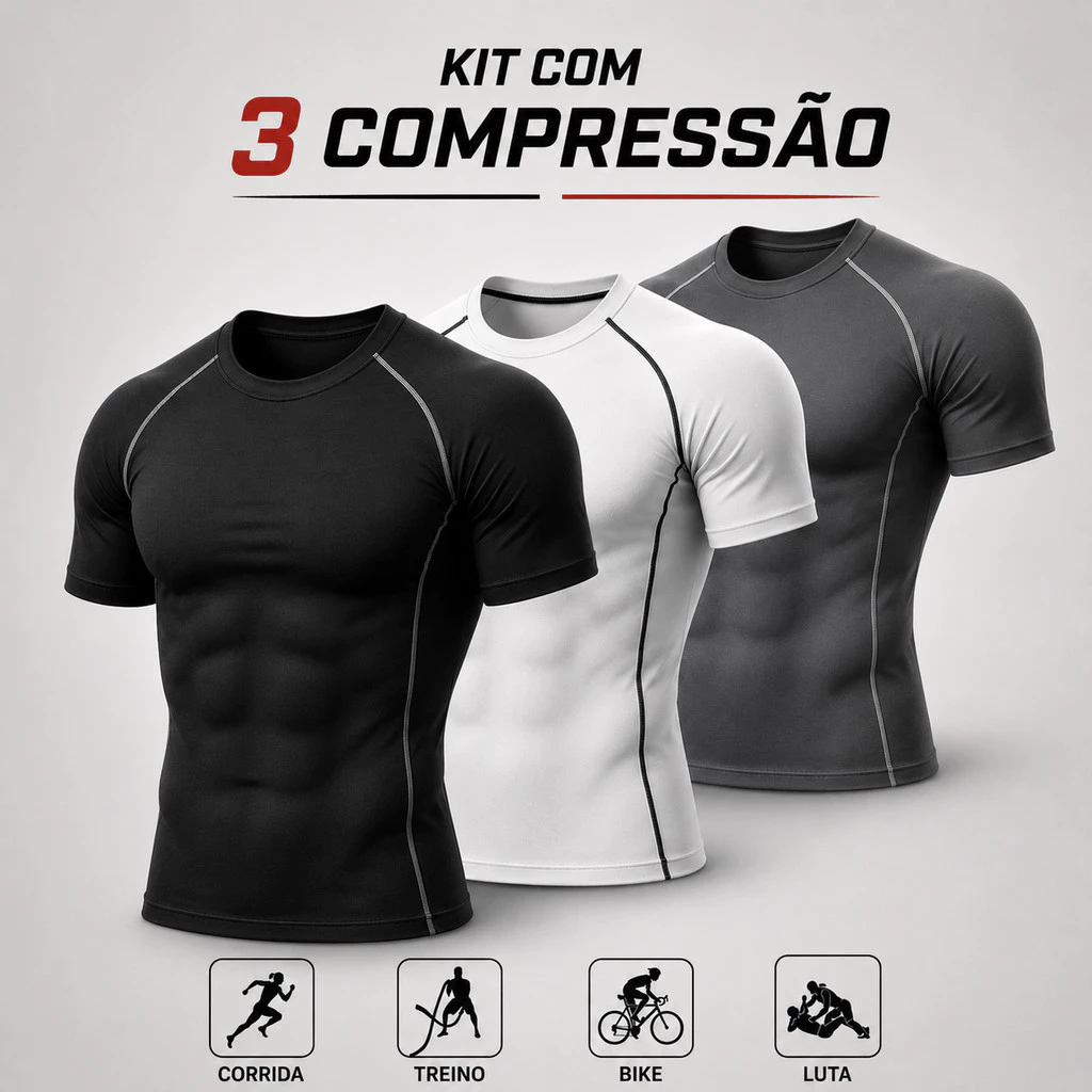 Kit 3 Camisas de Compressão Masculina Camiseta de Compressao LISA Rash Guard Academia Treino — imagem 1