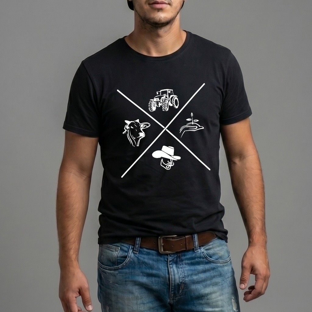 Camiseta Agro Masculina Country Cowboy Trator Boi Fazenda Agronegócio Rodeio Camiseta Estampada Premium