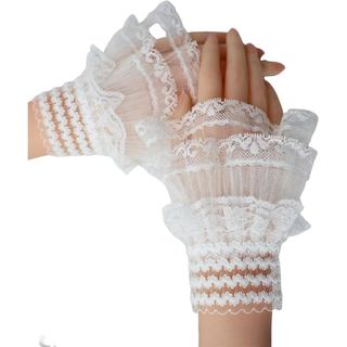 Luvas de Renda Lolita, Manga de Renda para Mão, Pulseira Plissada de Renda, Acessório Decorativo para Noivas e Casamento