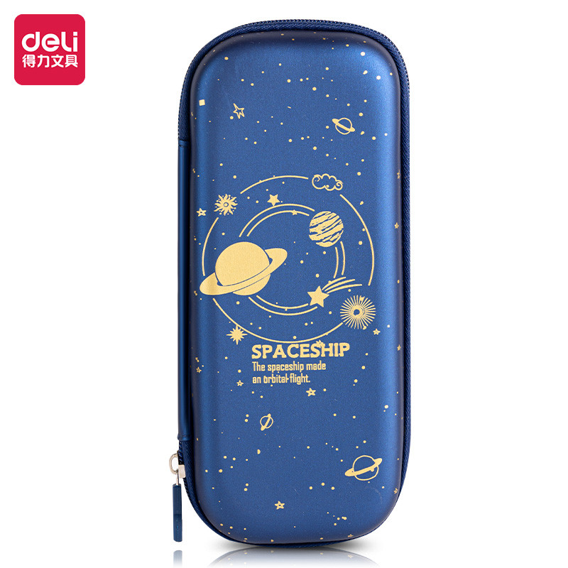 Deli Estojo para lápis Bolsa de papelaria masculina EVA Caixa de papelaria aeroespacial infantil de grande capacidade Ca
