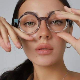 Óculos Femininos Retrô Anti-Luz Azul, Armação Redonda Colorida, Moda Moderna, Adequados para Leitura Diária e Uso Extern