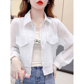 Design nicho protetor solar rosa gelo seda Chiffon camisa feminina verão 2024 novo estilo solto camisa curta topo