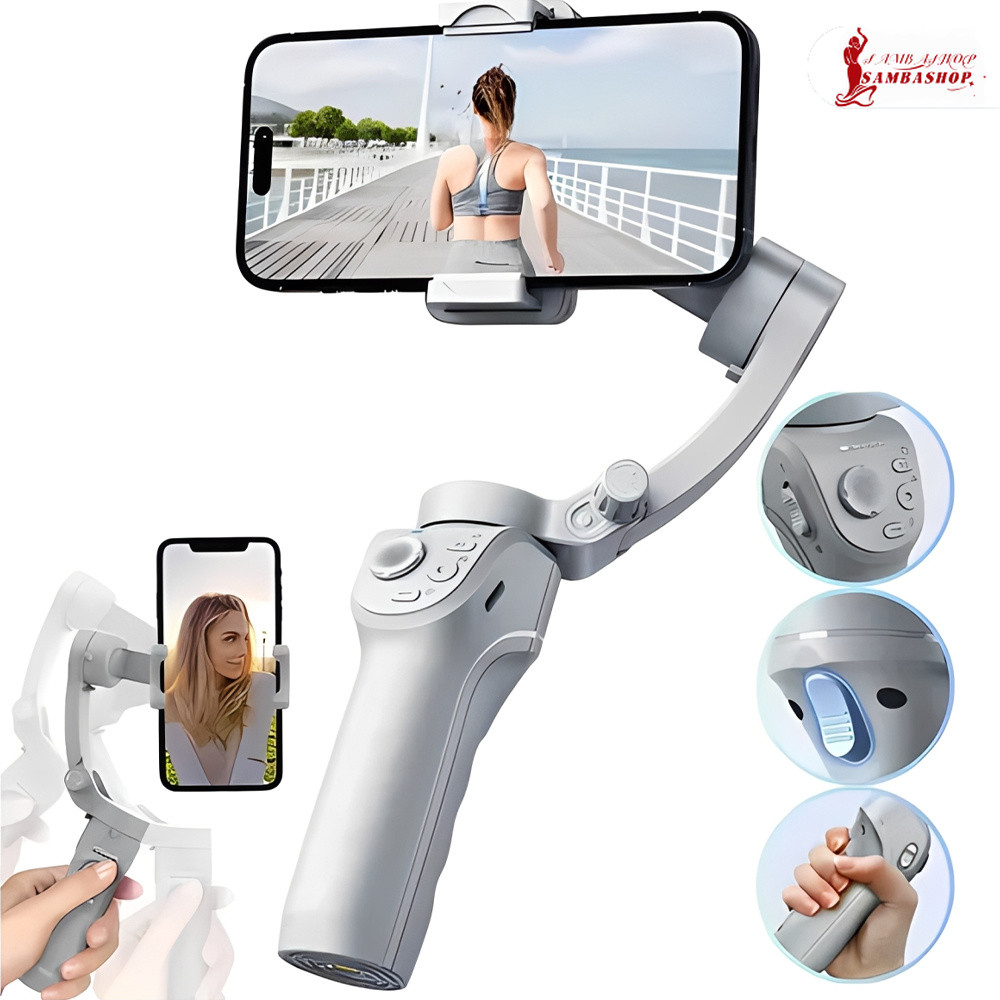Gimbal Estabilizador de Celular com IA e Rastreamento de Rosto, Tripé Dobrável Profissional para Gravação de Vídeos