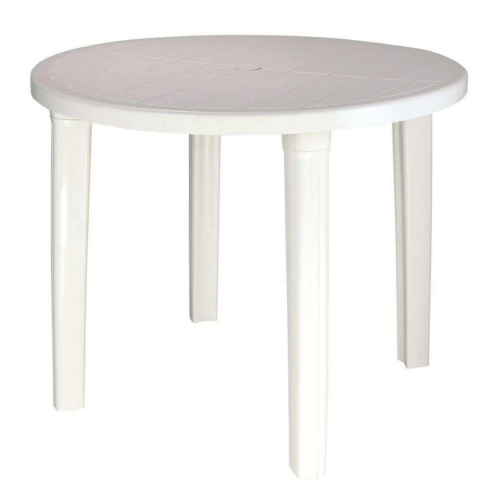 Mesa Plástica Tramontina Cassino Redonda, Branca