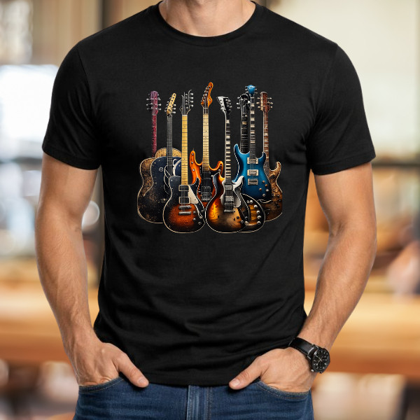 Camiseta Masculina Feminina Camisa Básica e Confortável Estampa Guitarras Blusa 100% Algodão Premium Estilo Casual