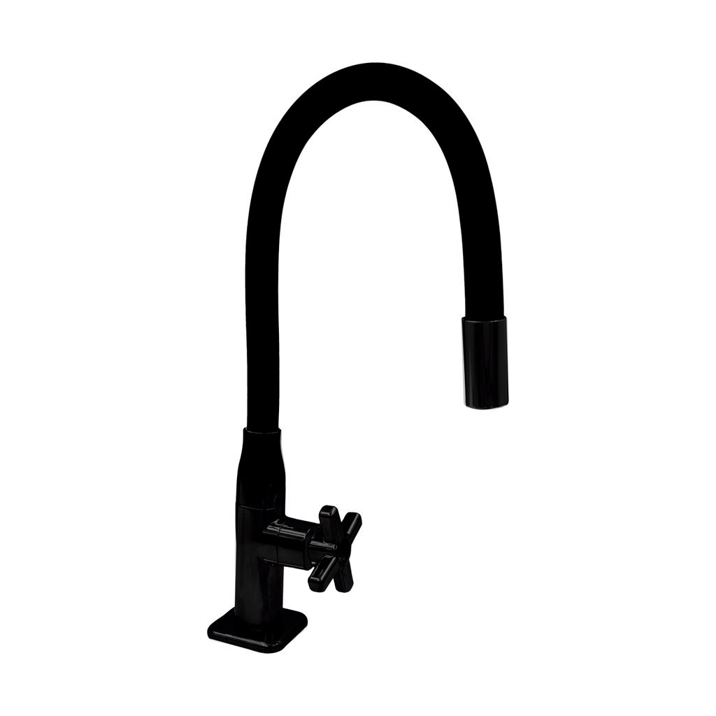 Torneira Cozinha Mesa Quadrada ABS Tubo Flexível Preto Gourmet Plástico Engenharia 1/4v Preto Black