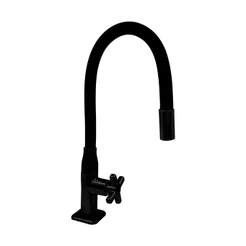 Torneira Cozinha Mesa Quadrada ABS Tubo Flexível Preto Gourmet Plástico Engenharia 1/4v Preto Black