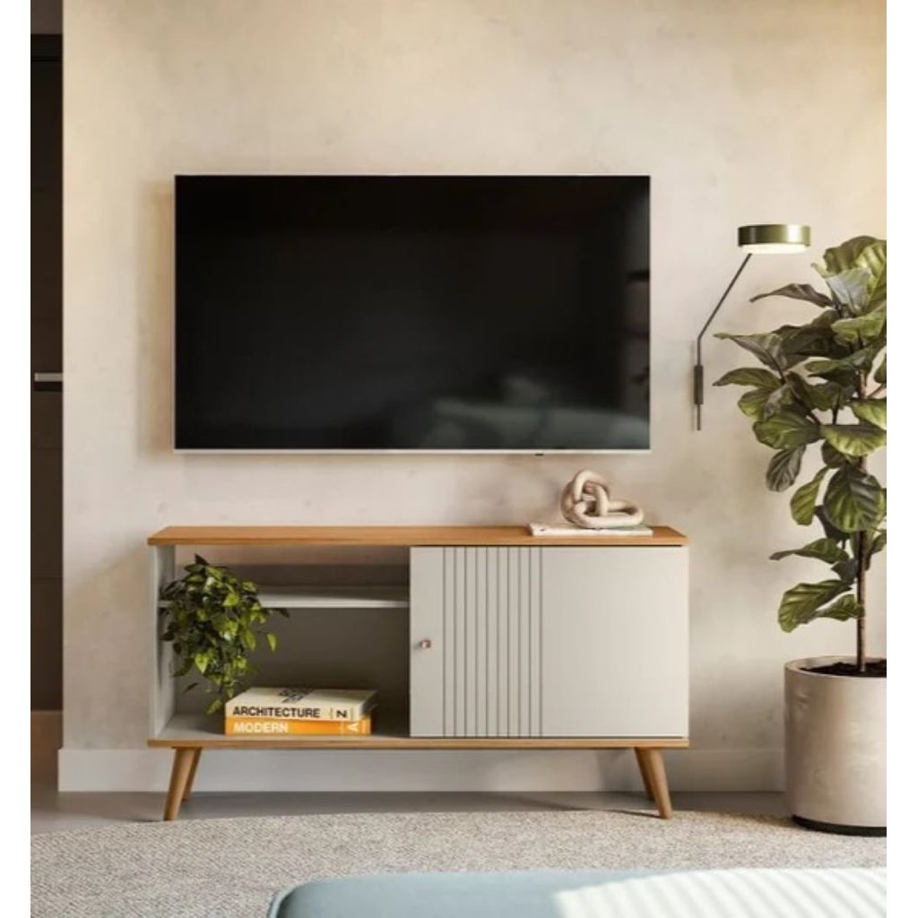 Rack para TV até 50 Polegadas MDF 120cm Rubi Branco