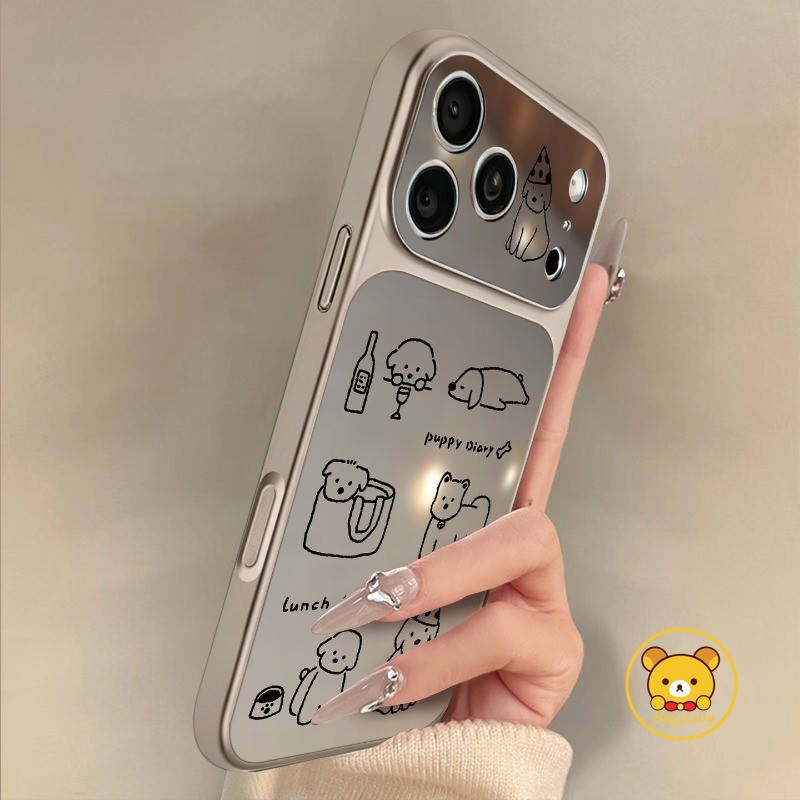 Capa De Telefone Espelhada De Cachorro Fofo Para Samsung Galaxy A27 A37 A36 M36 F36 A35 A34 A33 A32 M32 A31 A26 A25 A24 