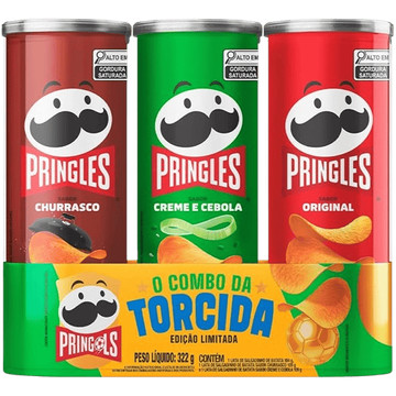 Salgadinho Batata Frita Pringles Tripack Festa do Futebol 322g