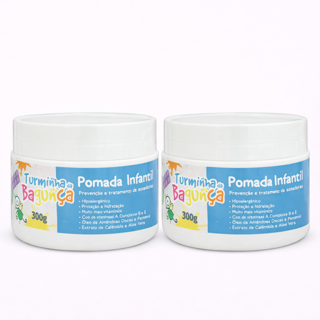 Kit 2 Pomadas Assadura Infantil 300g Cada - Prevenção Tratamento Proteção Hidratação Pele Bebê - Turminha da Bagunça