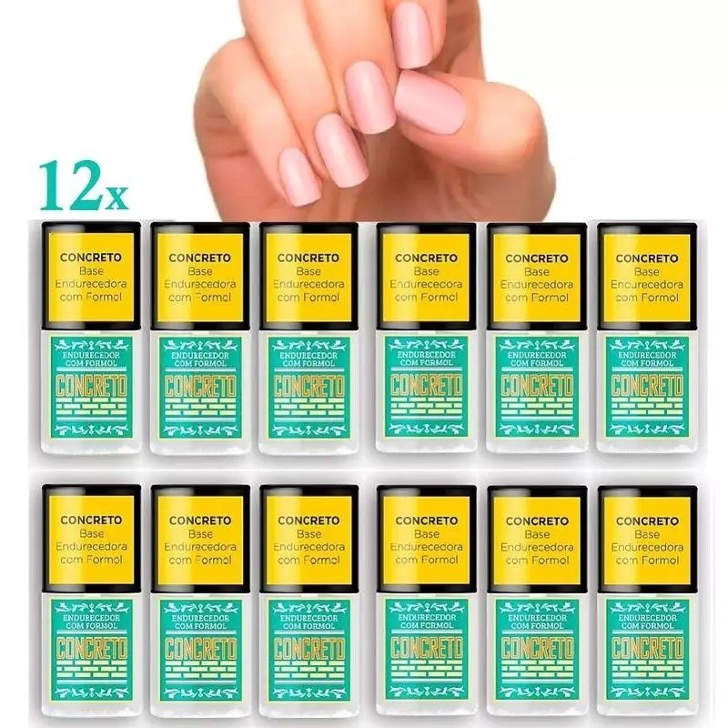 kit 12 Manicure Pedicure Base Fortalecedora De Unhas Concreto Top Beauty - 12Un