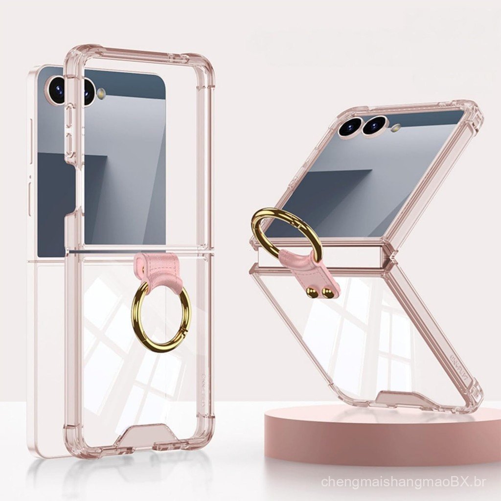 Capa protetora transparente com suporte de anel para Galaxy Z Flip 7 - Capa prot