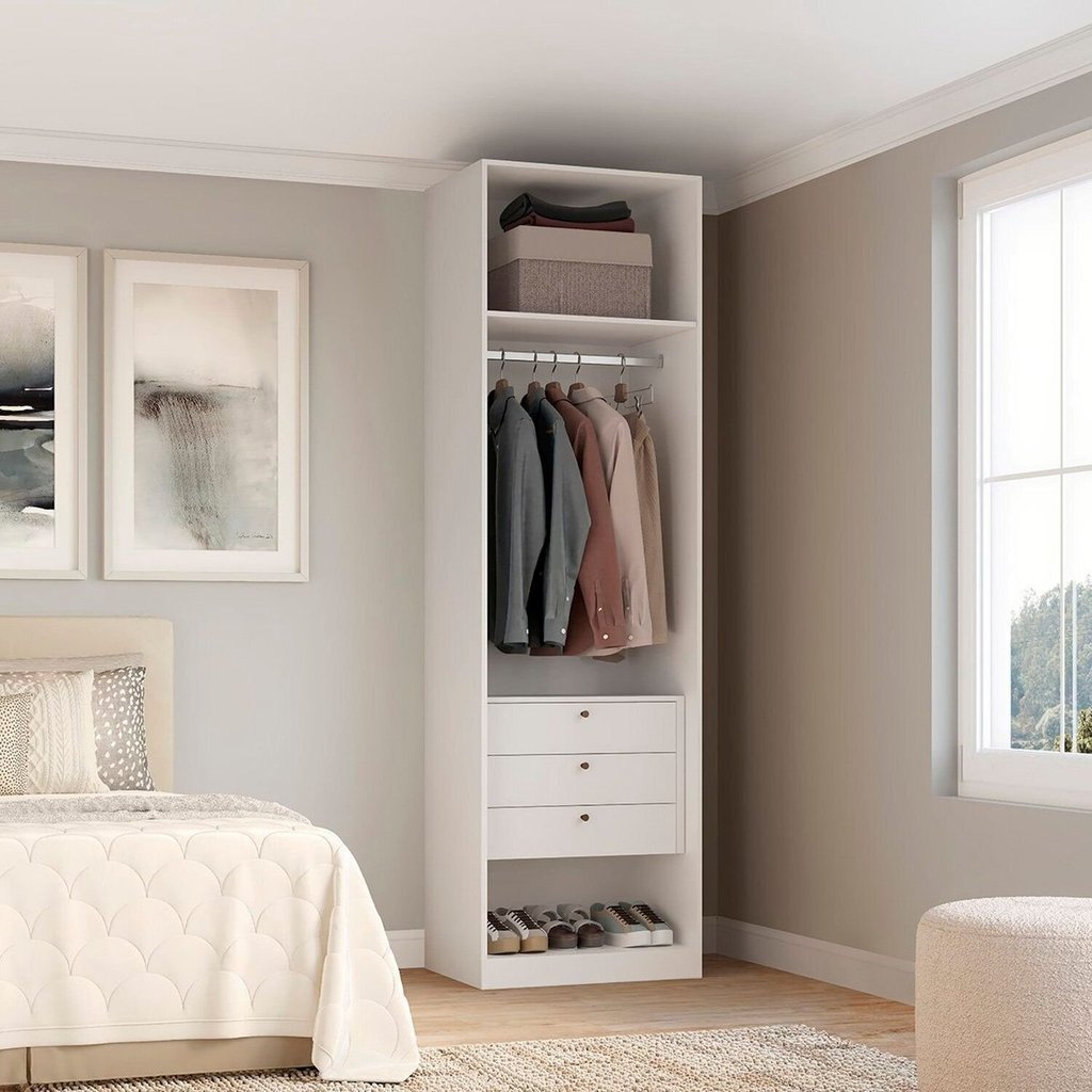 Closet Modulado sem Portas com Gavetas 70cm 100% MDF Altezza Branco