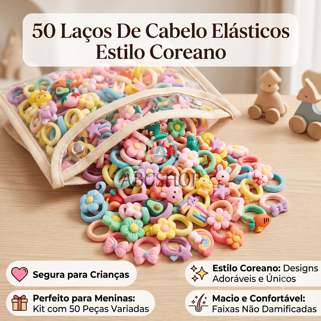 Laços De Cabelo Elásticos Estilo Coreano Para Crianças , Faixas Não Danificadas Meninas , Acessórios ABCSHOP