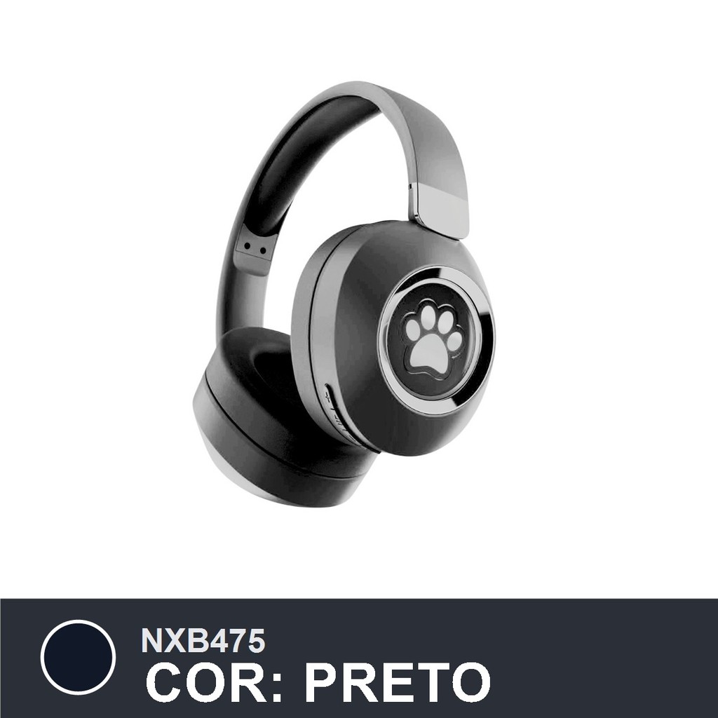 Fone de Ouvido Bluetooth T&Z ST-856 Wireless Design Pata Pet com Microfone - Cor Preto