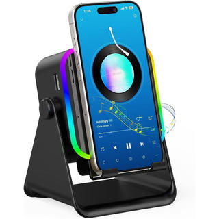 Alto-falante Indutivo TARKARI, Alto-falante Bluetooth 5 em 1, Carregamento de Emergência 360 ° Suporte de Telefone Rotat