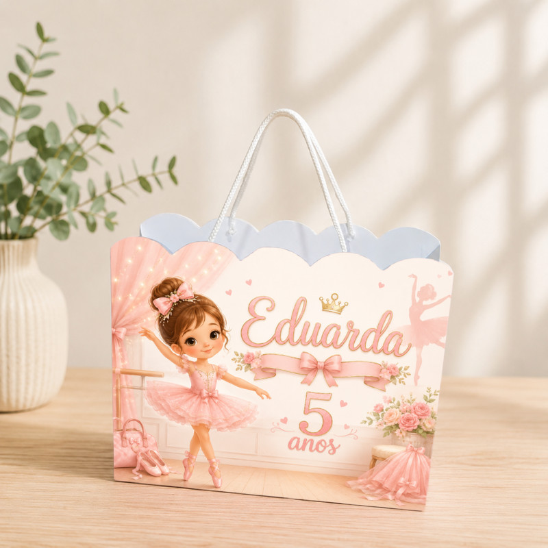 Sacolinha Personalizada Bailarina Pegue e Monte Lembrancinha Aniversário Infantil Mimos Festa